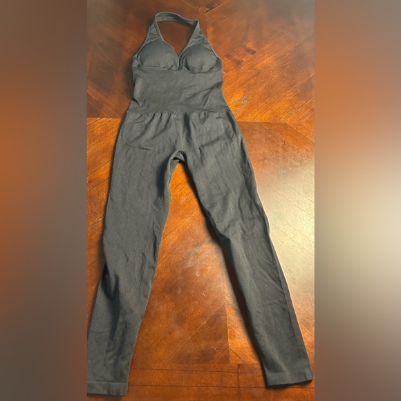 Dark Gray Halter Jumpsuit athletic - Picture 1 of 5